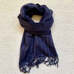 EUC Ralph Lauren Purple Label Navy Pinstripe Cashmere Scarf Classic Luxury